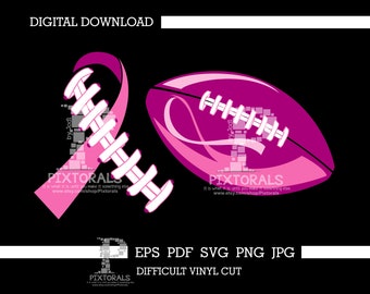 Breast Cancer Ribbon in Football Laces, eps, pdf, svg, dxf, png and jpg, Cancer Ribbon, vector, screen print