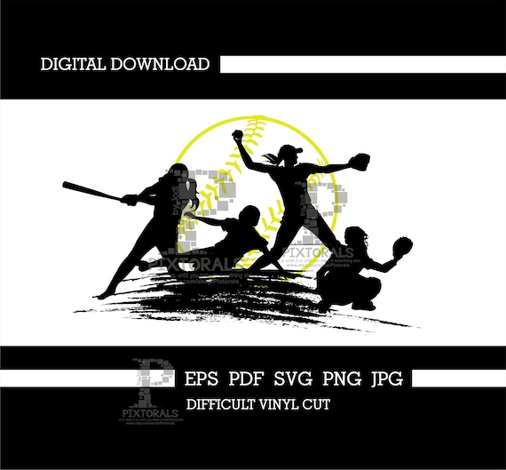 Softball Players Design, Softball clipart, digital download, eps, pdf, svg, jpg, png, softball vector, softball logo, softball players