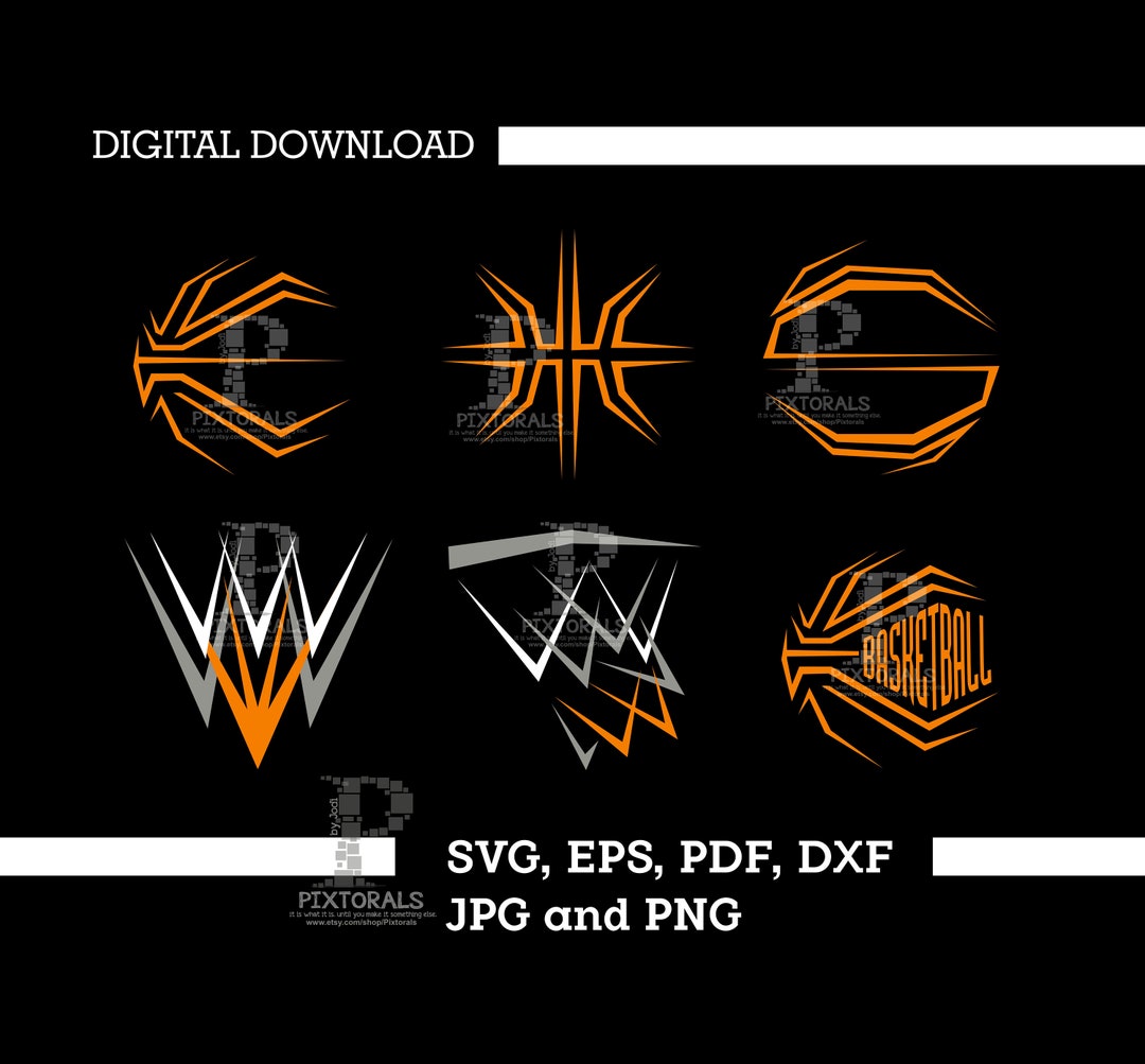6 Edgy Basketball Clips Pdf, Eps, Svg, and Dxf Vectors, Png and Jpegs