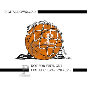 Basketball with Net Vector, Basketball Digital Download, eps, pdf, svg, jpg, png, Basketball Clipart, basketball vector, Basketball design