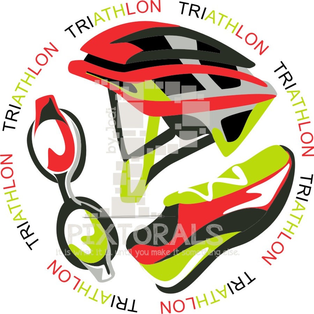 Triathlon Vectors Cyclist Runner Swimmer Vector in EPS - Etsy