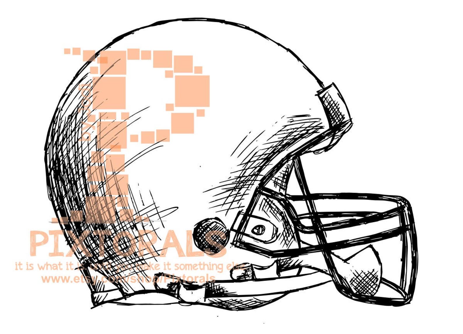 Football Helmet Drawing Vector Format as EPS and PDF Jpg Etsy