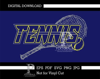 Tennis Sketch Design, digital download, vector, eps, pdf, svg, jpg, png, tee design, screen printing, dtf