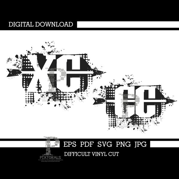 Cross Country Vector!  XC, CC, Grunge logo, EPS file (Vector), jpeg, png, pdf, Clip Art, Cross Country Clipart