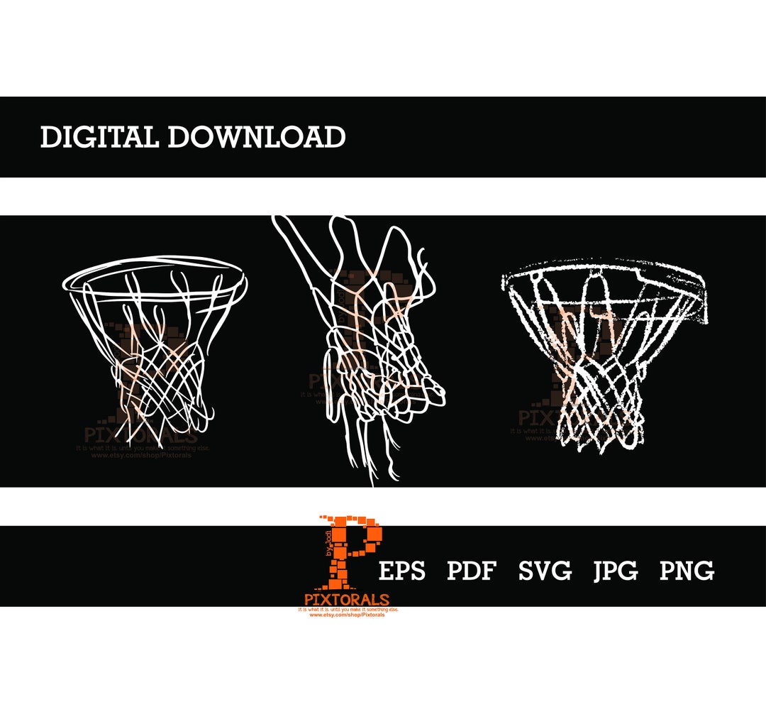 Basketball Net Sketch Clipart, Digital Download, Basketball Net Vectors ...