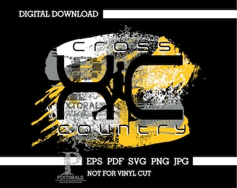 Cross Country grunge yellow t design, Cross Country Vector, Cross Country SVG, eps, pdf, png, Cross Country Clipart, Cross Country logo, XC