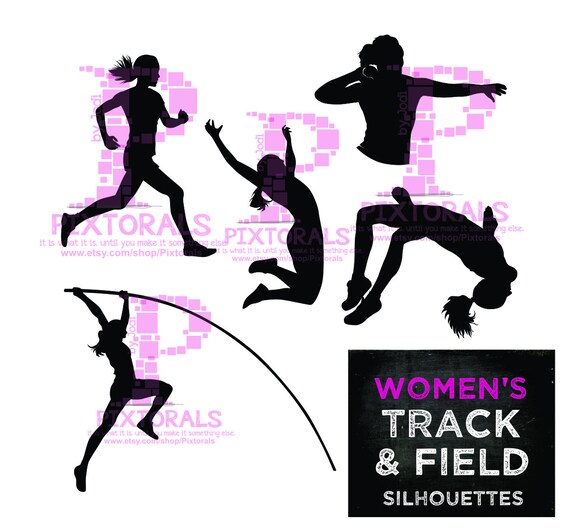 Download 5 Women's Track & Field Silhouettes EPS file svg dxf | Etsy