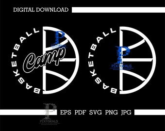 Basketball Cut Line Logo Design as Digital Download Vector for Apparel Printing