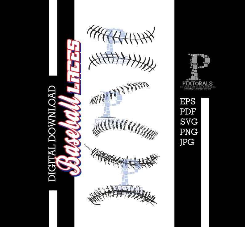 3 sets of Baseball / Softball Laces PNG Transparent backgrounds , EPS file, Vector, JPEG, Baseball Clipart image 1