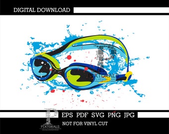 Swim Goggles, vector, colorful, digital download, eps, pdf, svg, jpg, png, sublimation, screen printing, dtf