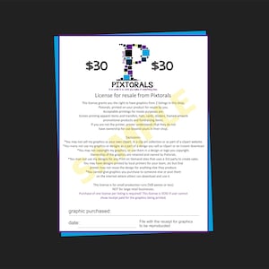 License for Resale for 2 graphic listings purchased from Pixtorals