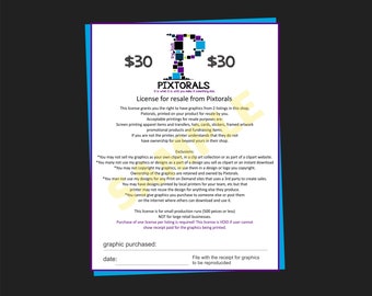 License for Resale for 2 graphic listings purchased from Pixtorals