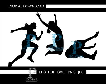 Track, Triple Jump, girls, Silhouettes, Digital Download, svg, eps,  pdf, jpg, png, vector, clip art, sublimation, screen print