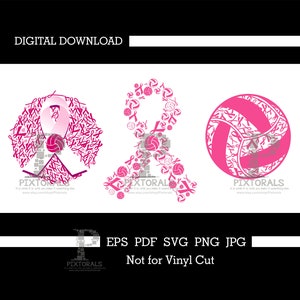 バレーボール乳がんロゴ、バレーボールベクター、pdf、eps、svg、png、がんベクター、がんクリップアート、乳がん啓発、バレーボールがんセット