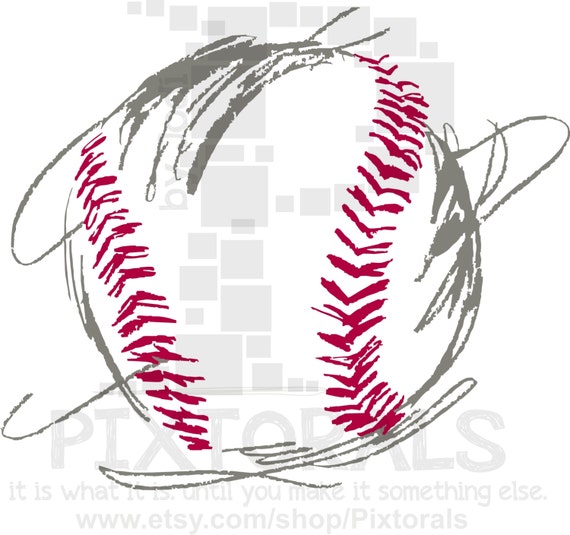 Baseball Eps File Vector And Original Corel Png Sketchy Etsy