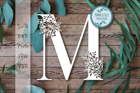 Download Floral Letter M Svg Pdf Dxf Png Jpg Design Etsy