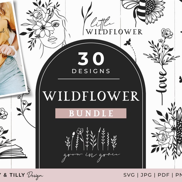 Wildflower Vol. 2 SVG Bundle | File Designs for Cricut Silhouette | Cut File | PNG EPS dxf | Cutting machine file | T-shirt svg design | htv