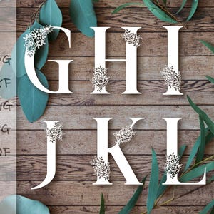 Floral Alphabet Bundle 26 letters SVG PDF DXF Png Jpg Design | Etsy