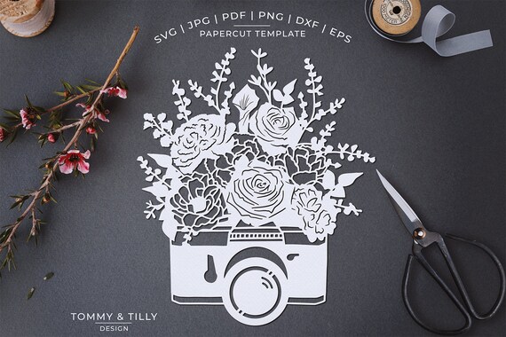 Download Romantic Floral Camera Paper Cut Template Machine Cut Etsy