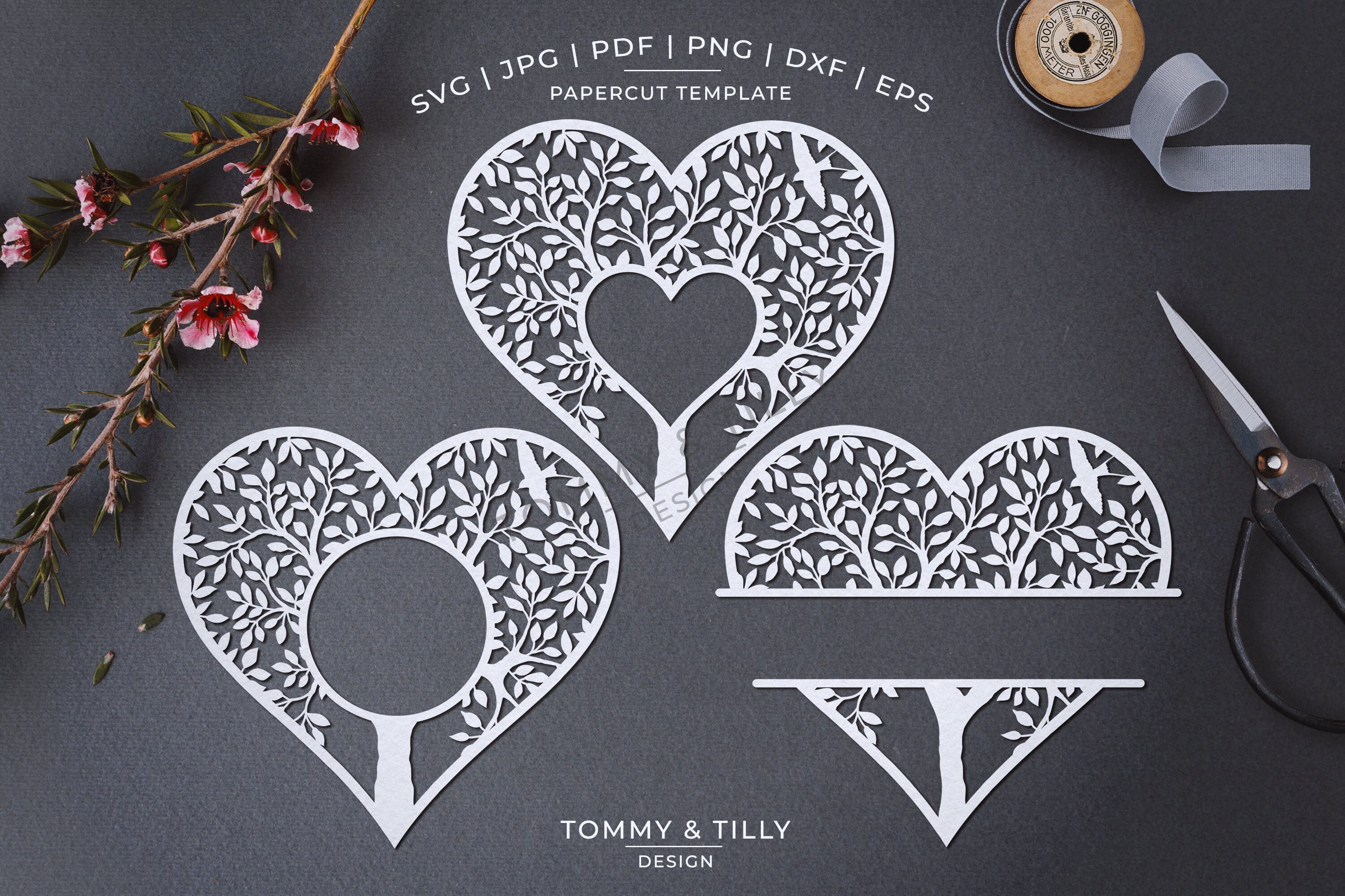 Monogramm Herz Baum X 3 Scherenschnitt Vorlage Maschine Etsy