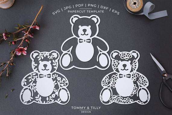 Teddy Bar 3 Papercut Vorlage Maschine Geschnitten Cricut Etsy
