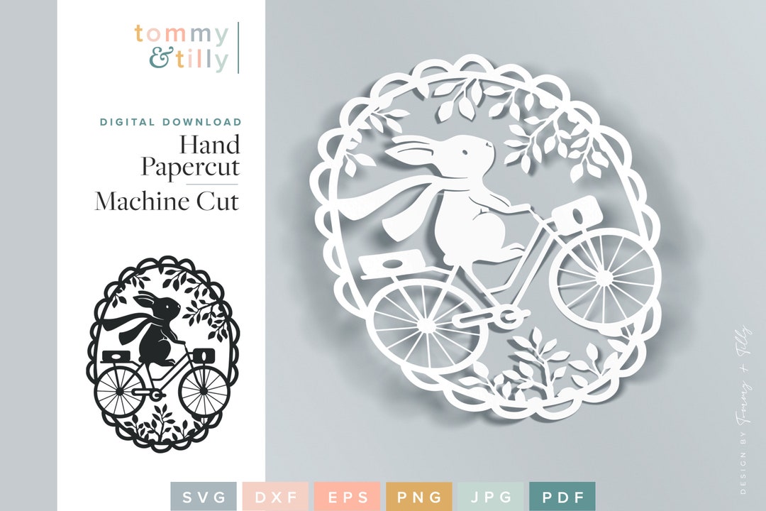 Oval Rabbit Scene Papercut Template Machine Cut Cricut - Etsy