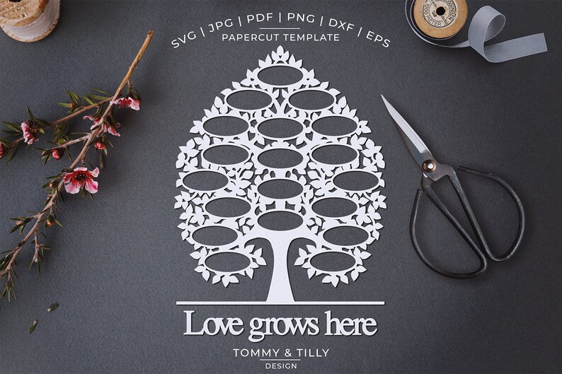 Download 19 Name Family Tree Papercut Template Machine Cut Cricut ...