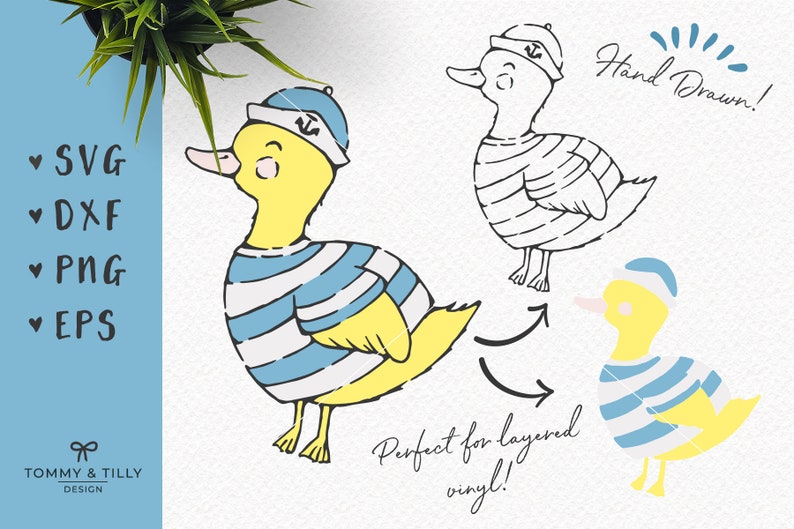 Hand Drawn Sailor Duckling High Quality Clipart & Cutting | Etsy