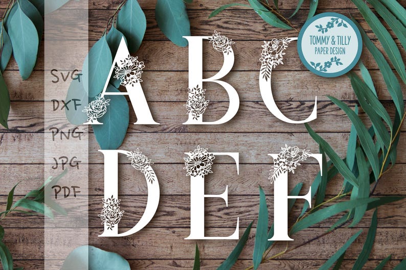 Download Floral Alphabet Bundle 26 letters SVG PDF DXF Png Jpg ...