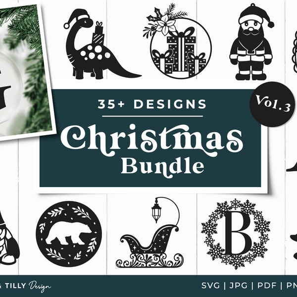 Christmas Vol.3 SVG Bundle | File Designs for Cricut Silhouette | Cut File design | PNG EPS dxf | Cutting machine file | Santa svg design