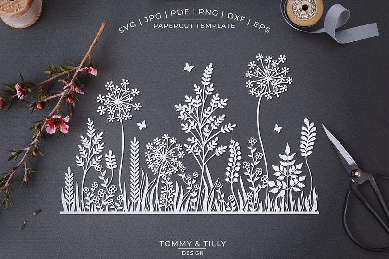 Meadow Papercut Template Machine Cut Cricut Silhouette Etsy