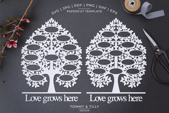 12 Name Family Tree Papercut Template Machine Cut Cricut Etsy