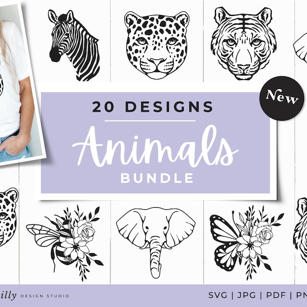 Animal Bundle - 20 DESIGNS! Cricut / Silhouette - SVG DXF Png Pdf Jpg