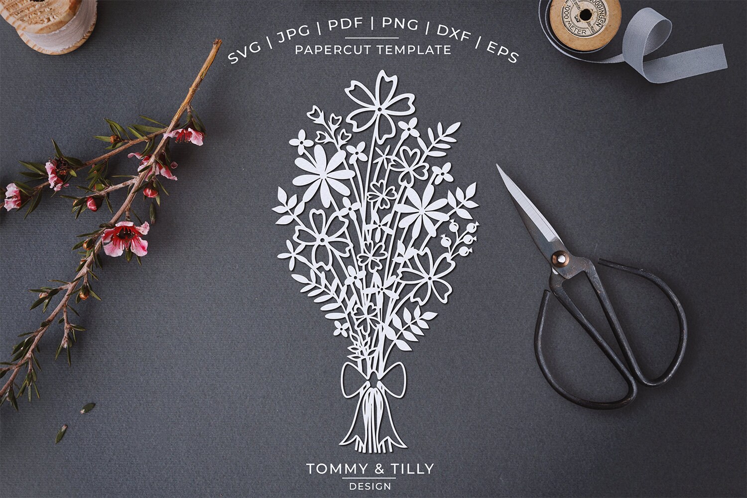 Flower Bouquet Papercut Template Machine Cut Cricut Etsy