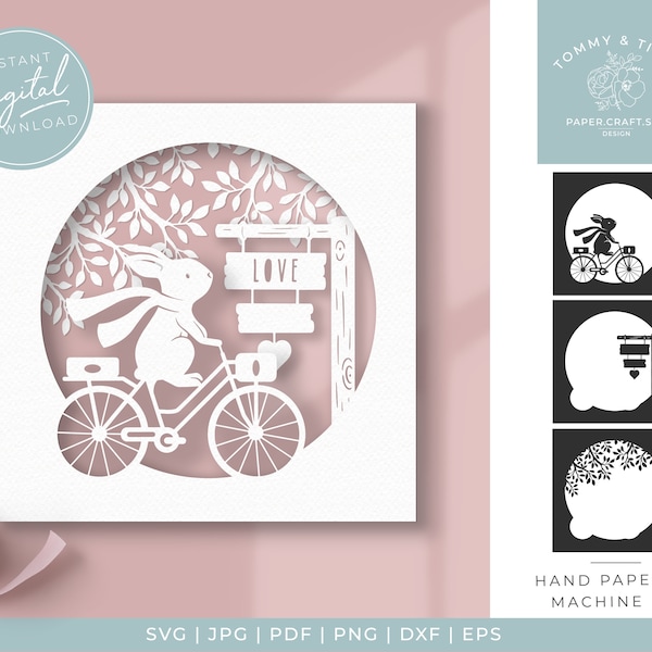 Bunny Shadow Box 3D Template - Papercut | Machine Cut | Cricut Silhouette | Svg Dxf Png Jpg Pdf | Clipart | Kids | Nursery | Papercutting