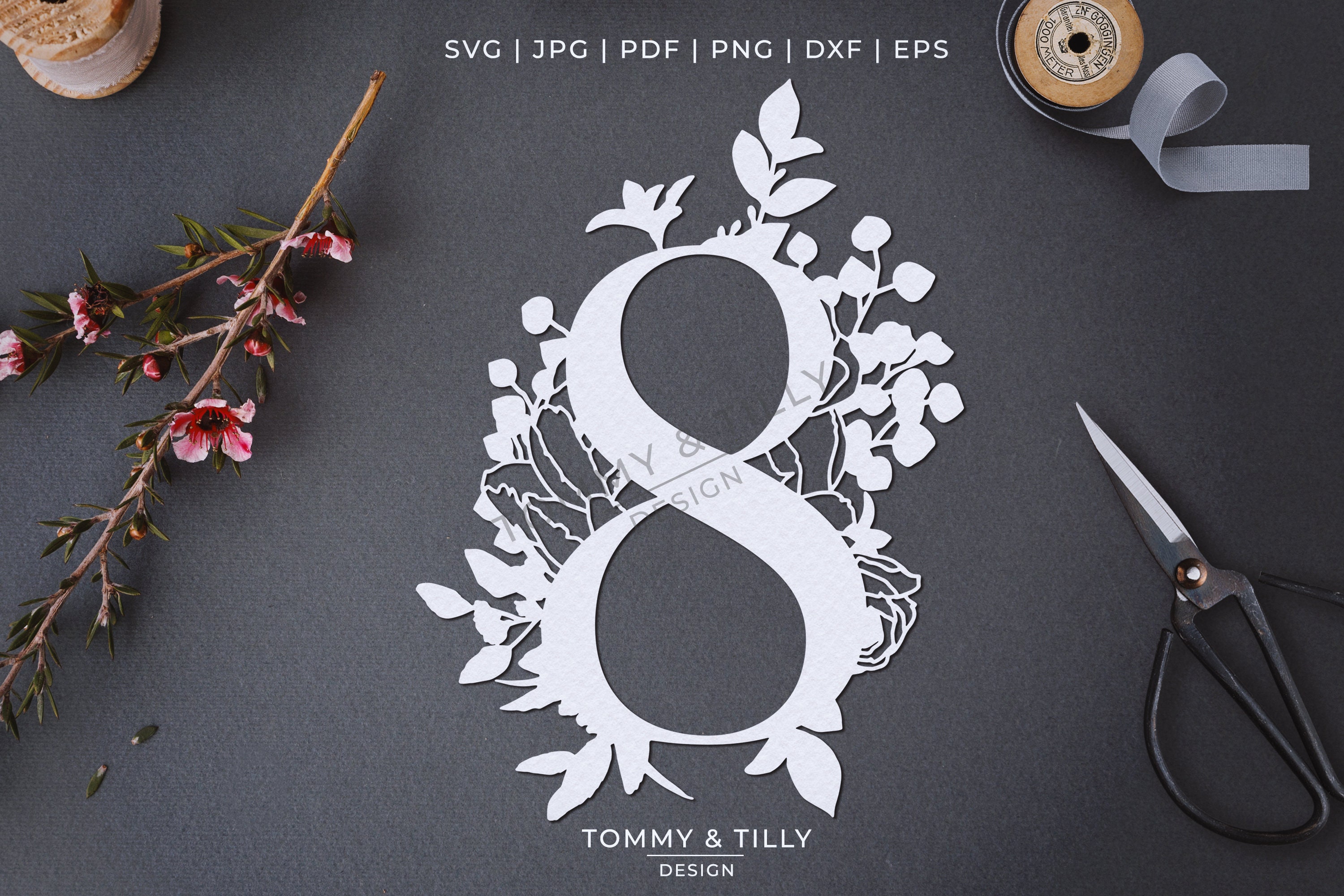 Papercut Template '8 Bouquet Number' Design Paper Etsy