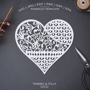 Download Flower Love Heart Papercut Template Machine Cut Cricut Etsy