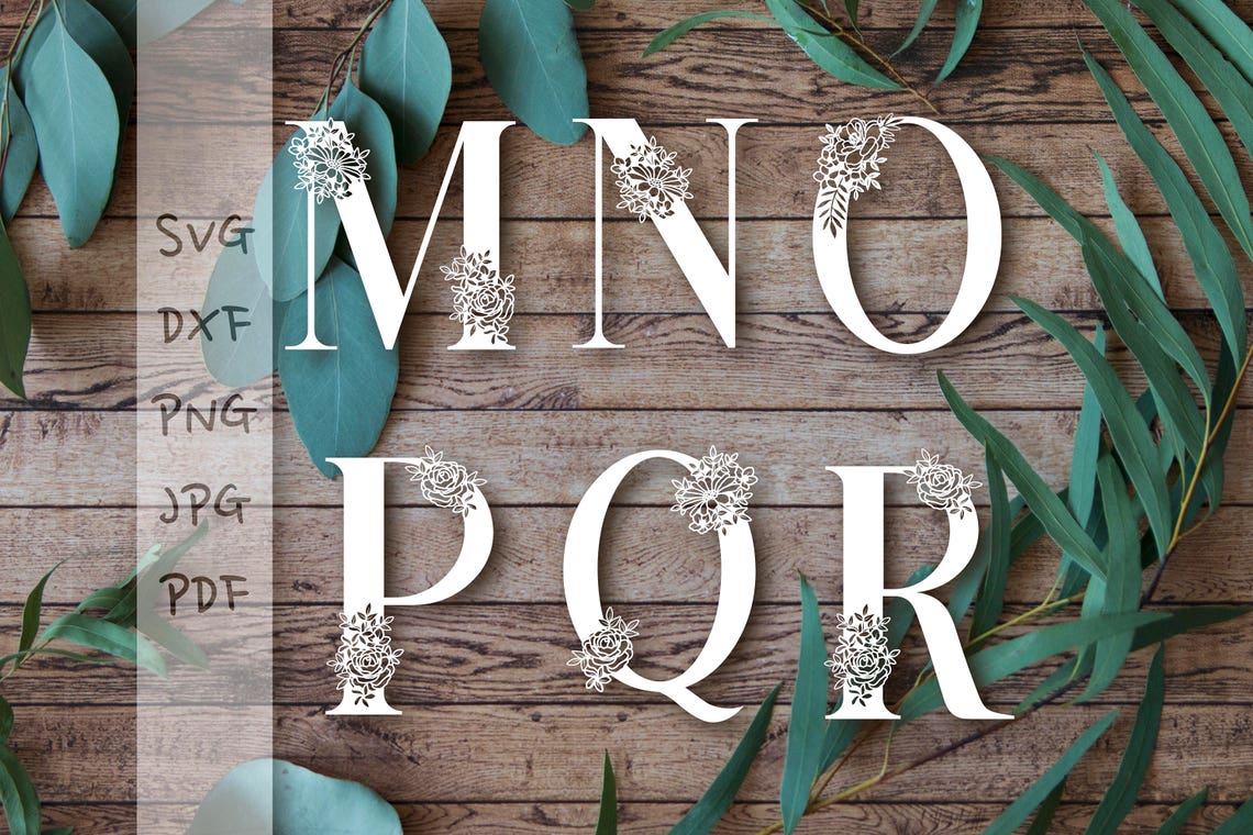 Download Floral Alphabet Bundle 26 letters SVG PDF DXF Png Jpg ...