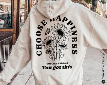 Choose Happiness SVG PNG, svg cut files for Cricut, Self love svg, Inspirational svg, Kindness svg, tshirt svg, boho svg, strong woman svg