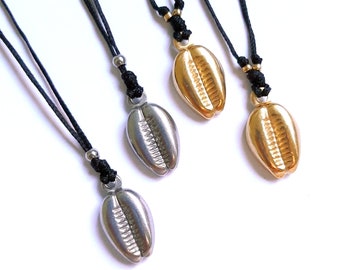 Cowrie Shell necklace | stainless steel bead | summer, gift idea for him, gift for her, silver, golden, sign of fertility