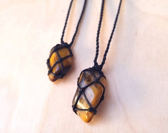 Tiger's Eye necklace | gemstone macrame pendant | handmade, gift idea, for protection, clear thinking, personal empowerment