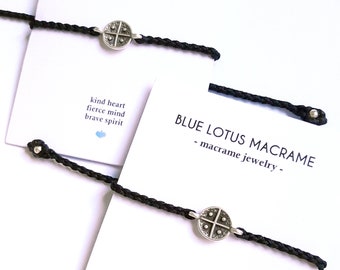 Sun Cross bracelet | metalic, silver antique color | talisman, symbol of power, handmade, unisex gift idea