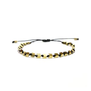Gold hematite bracelet | 4mm polygon and arrow hematite | handmade jewelry, gift idea, for him, for her, for focus, stability, protection