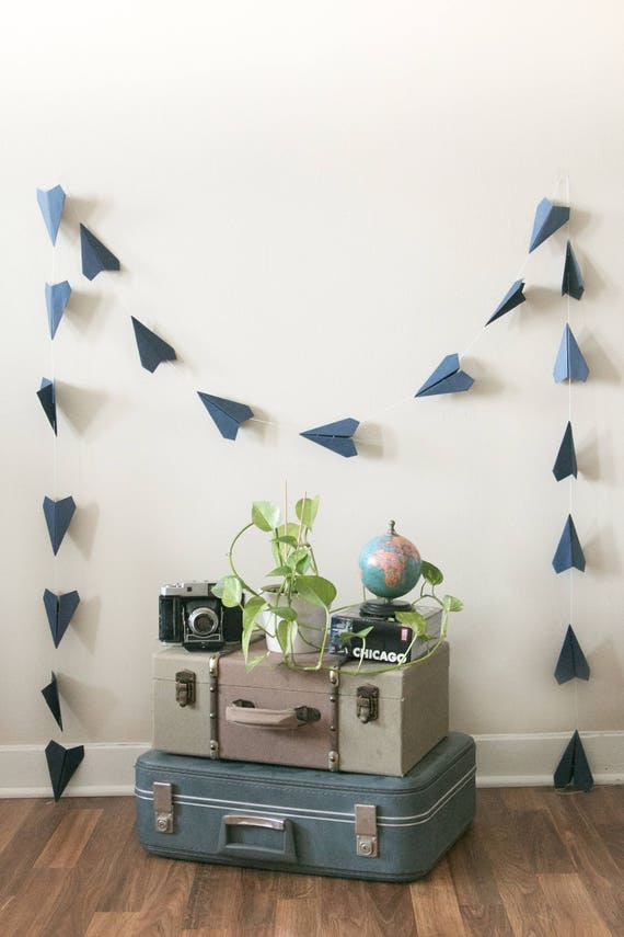 Navy Blue Paper Airplane Garland Party Decor Paper Airplanes Etsy