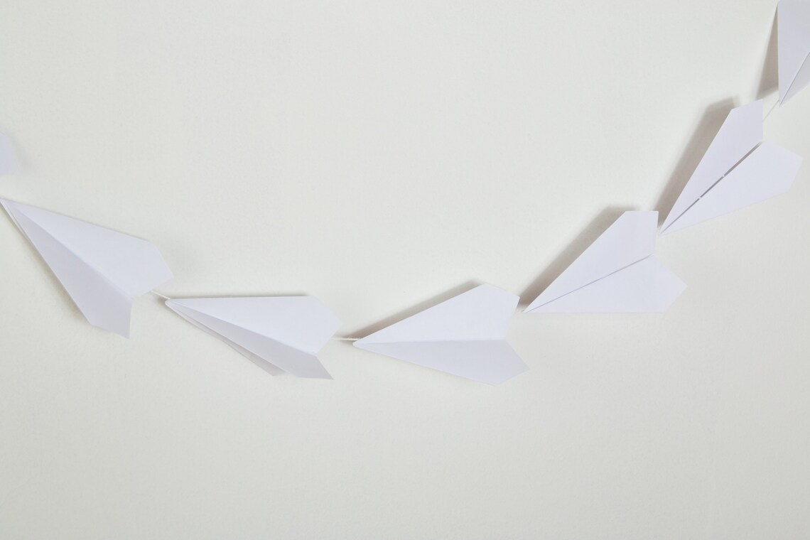 Paper Airplane Garland Party Decor Paper Airplanes Folded Etsy