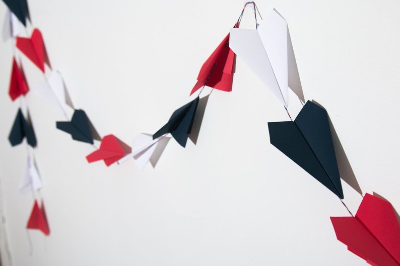 Paper Airplane Garland Party Decor Paper Airplanes Folded Etsy