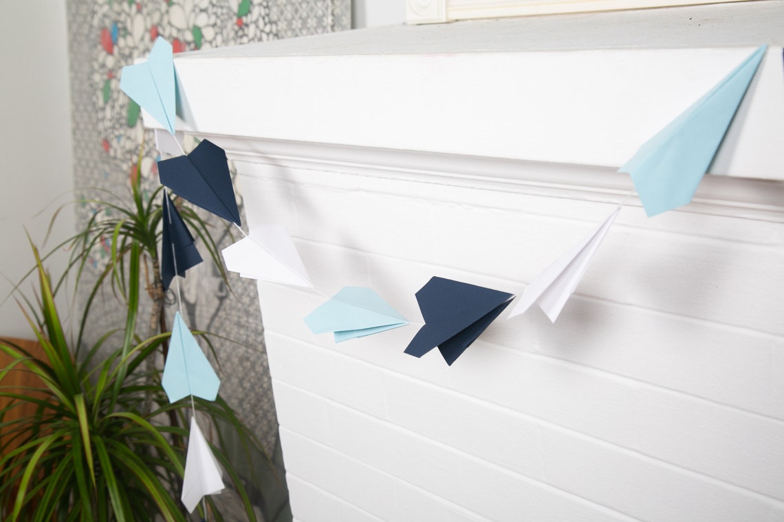 Paper Airplane Garland Party Decor Paper Airplanes Folded Etsy