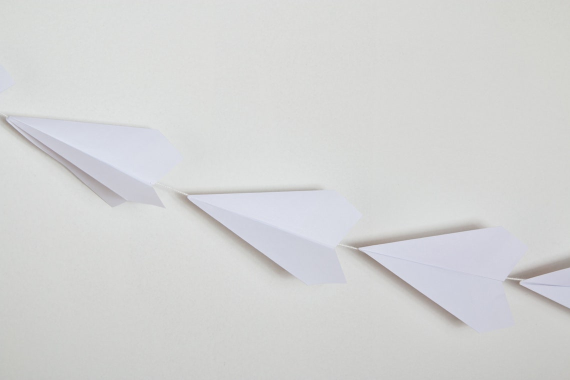 Paper Airplane Garland Party Decor Paper Airplanes Folded Etsy