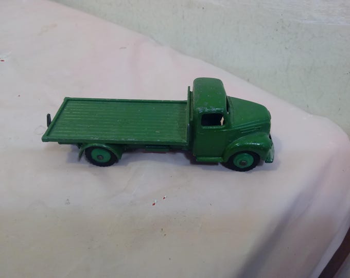Vintage Metal Toy Cars, Dinky, Fun Ho!, Tootsie, and Others, Caterpillar, John Deere Tractor, Flatbed Truck, Flatbed Trailer and More