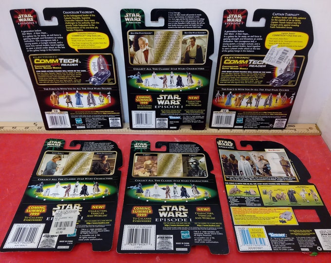 Vintage Star Wars Backing Cardboards, Six Kenner Action Figures Backing Boards, C-3PO, Ben Obi Wan Kenobi and Others, 1990's